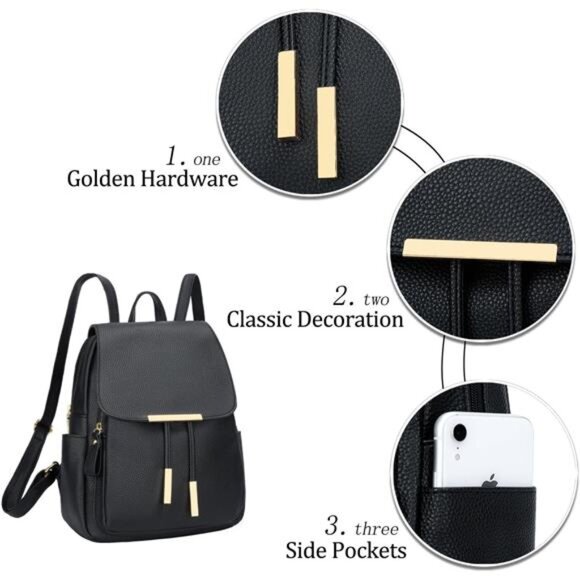 Trendy Leather Backpack Purse for Women and Ladies Shoulder Travel - Picture 4 of 6